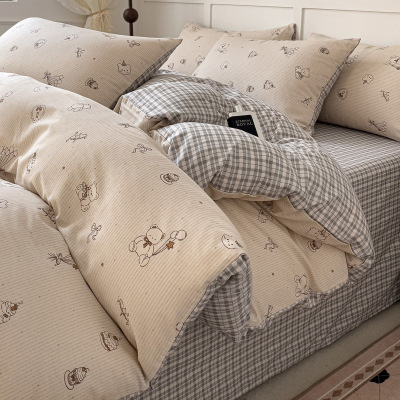 卡通100全棉纯棉床上四件套四季通用床单被套床笠宿舍三件套床品4_873