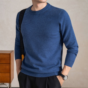 430克精仿男士羊毛衫2025秋冬季新款针织圆领纯色加厚保暖毛衣男