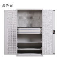 鑫升顺工具柜加厚铁皮储物柜工厂车间用带抽屉汽修多功能收纳柜通门内二抽柜灰白色