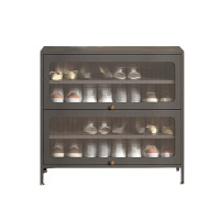 DXBG家用门口鞋柜室内入户储物柜一体翻门钢制2门4层80宽-灰