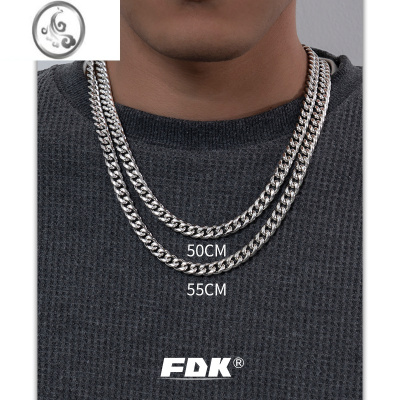 JiMiFDK原创古巴链项链男女潮钛钢欧美嘻哈小众夏季男生百搭情侣男士