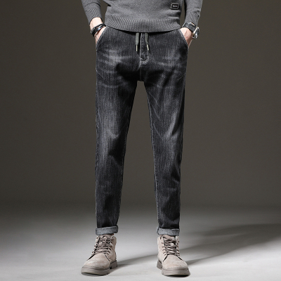 高弹力春秋新款牛仔长裤男修身小脚潮牌弹力秋季潮流百搭休闲男士裤子潮