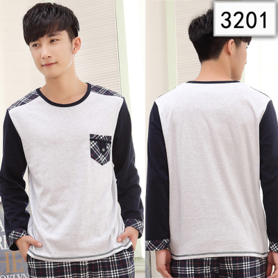 HLCOMAN春秋季单件睡衣长袖棉套头加肥加大码休闲单上衣睡衣棉家居服