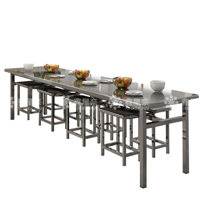 鑫星奈 XXN4010353 不锈钢餐桌椅学校食堂桌椅组合餐桌椅 2.2米餐桌8椅