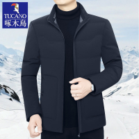 啄木鸟2024冬季新款男士羽绒服短款白鸭绒加厚外套立领轻薄爸爸装