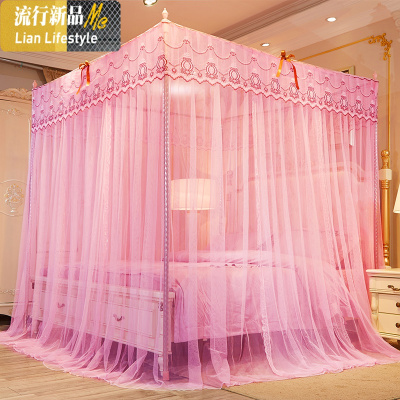新款家用蚊帐公主风宫廷双人1.5欧式1.8m2米加密简约老式支架 三维工匠