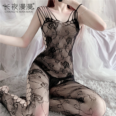 情趣内衣女性感内衣情趣透明成人开档裤免脱连体丝袜组合装长夜漫漫性感蕾丝开档露乳紧身连体衣成人女带制服角色扮9大码