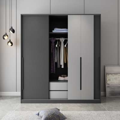 zisiz北欧简约家用推拉门滑门移门大衣柜现代卧室经济型储物衣橱整装