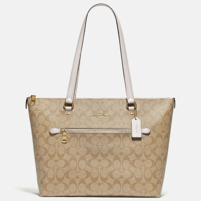 蔻驰COACH奢侈品女士大号托特包手提单肩包深棕色PVCF79609IMAA8