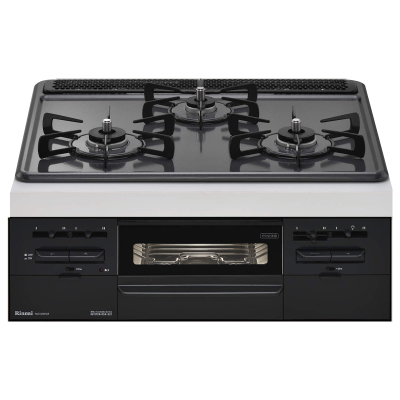 日本原装进口 RINNAI林内 嵌入式烤箱灶 METAL系列三眼灶高配黑色RS31W36H2RBW-LPG燃气灶