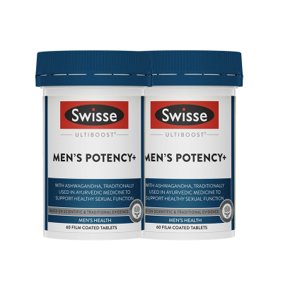 Swisse男士雄风活力片 60片 2瓶 片剂 含刺蒺藜锌南非醉茄瓜氨酸玛咖等 澳洲直邮