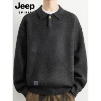 吉普针织绵羊毛衫男士秋冬季新款潮流加厚线衣高级感Polo领毛衣男