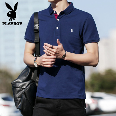 花花公子T恤男2021夏季新款男装polo衫男士短袖体恤翻领上衣