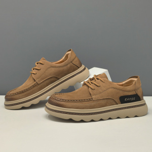 男士头层牛皮百搭豆豆鞋欧洲站真皮男生休闲鞋透气厚底男式增高鞋