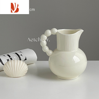 三维工匠创意奶油陶瓷纸巾盒客厅家用桌面收纳抽纸简约轻奢高级感餐桌 1092壶形花瓶[奶白色]