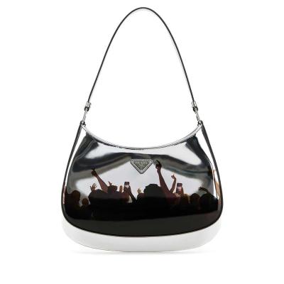 普拉达(PRADA)银色皮革Cleo单肩包小方包质感高级百搭配饰日常通