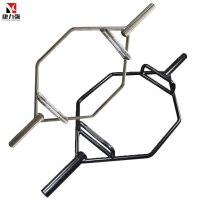 康力强大环形曲杠奥杆助力健身硬拉耸肩提拉六角大孔通用杠铃器械