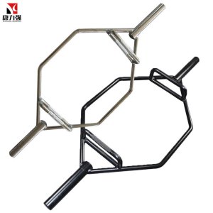 康力强大环形曲杠奥杆助力健身硬拉耸肩提拉六角大孔通用杠铃器械