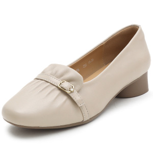 25新款春秋小单鞋真皮浅口工装四季单鞋软底防滑中跟简约百搭女鞋