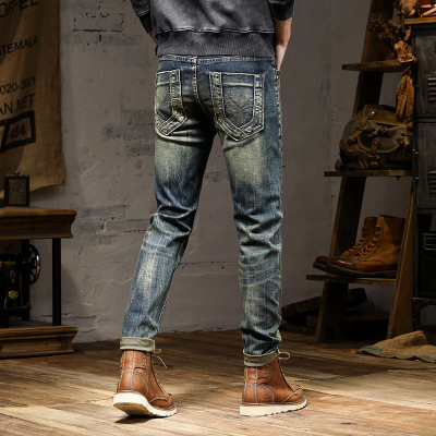 [男装]破洞牛仔裤男潮痞帅日系街潮复古时尚高奢乞丐长裤