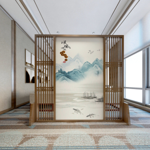 森美人屏风隔断客厅玄关新中式实木镂空格栅定制办公室入户茶室装饰座屏