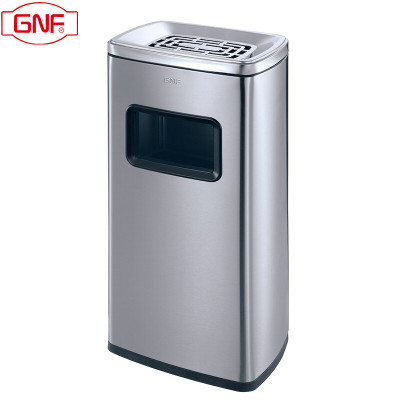GNF烟灰缸垃圾桶20L室内外不锈钢垃圾桶带烟灰缸酒店大堂商场大厦立式座地烟灰桶电梯口公共区域大号果皮桶