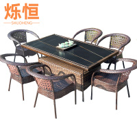 烁恒 户外桌 休闲桌 6椅+160x90CM长桌 套