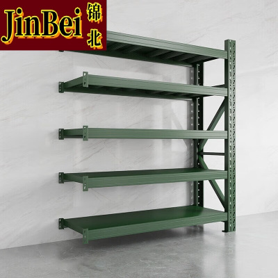 锦北货架仓储库房储物架军绿色五层副架300kg/层重型200*60*250cm