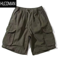 HLCOMAN夏季美式休闲痞帅日系多口袋工装短裤男宽松高街五分裤子