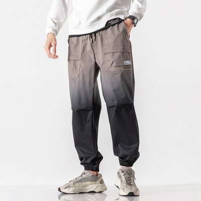 男士休闲裤男春秋款工装裤韩版潮流青少年高中学生百搭束脚休闲长裤男装0536深灰色L