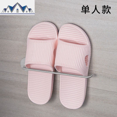 浴室拖鞋架卫生间后收纳厕所沥水家用不锈钢免钉墙壁挂式免打孔 三维工匠收纳层架