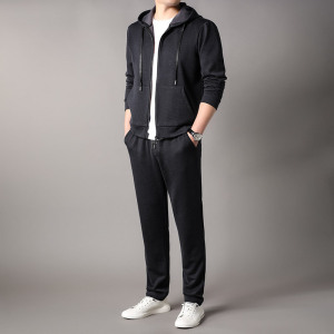 恒源祥含羊绒开衫卫衣套装男2024春秋季新款休闲运动连帽卫衣长裤