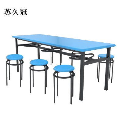 苏久冠玻璃钢冷轧钢餐桌学生食堂公司职员户外桌椅组合1.6米餐桌+6把椅