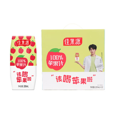 佳果源 100%苹果汁200ml*12瓶 礼盒装