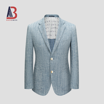 培罗蒙(Baromon)春季新款棉麻西服男薄款半夹修身西装亚麻西服外套EDXBH21202