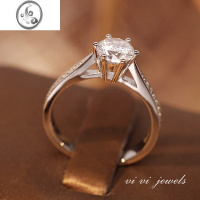 JiMi50分一克拉六爪仿真女钻戒情侣结婚活口对戒结婚仪式求婚道具戒指