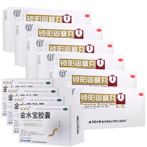同仁堂锁阳固精锁阳丸6盒+4盒金水宝胶囊108粒 温肾固精 腰膝酸软遗精早泄 男性肾虚补肾男科用药丸剂[男科用药]