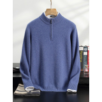 秋冬男士加厚半高领拉链羊绒针织打底毛衣保暖上衣中青年羊毛衫男