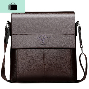 新款软面双盖男包单肩包休闲斜挎包韩版荔枝纹男士背包防泼水潮包NEW LAKE男士斜挎包