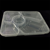 奥德鑫一次性PP餐盒 透明五格快餐盒饭1250ml 整箱