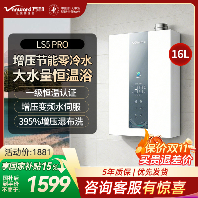 万和[豆蔻LS5 零冷水]16升天然气5A一级恒温一级能效大水量节能 LS5 PRO燃气热水器