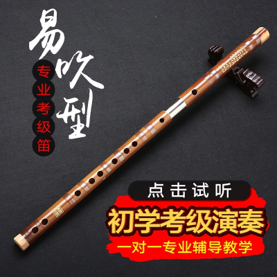 笛子初学成人女古风专业演奏竹笛乐器横笛学生儿童入门高级精制男黑色E调（初学推荐）+配件礼包（免费教学）