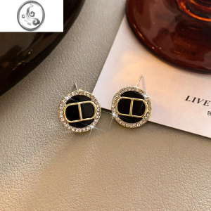 JiMi黑色赫本复古耳环女高级感轻奢气质耳钉2023年新款潮网红简约耳饰