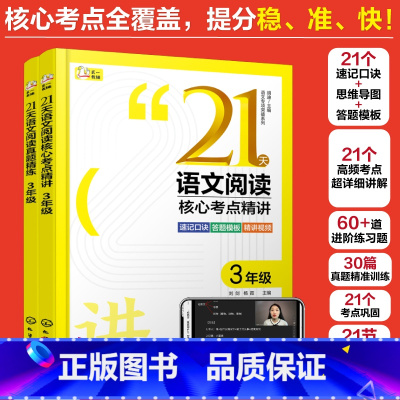 核心考点+真题演练三年级 小学通用 [正版]21天语文专项突破 语文阅读核心考点精讲+语文阅读真题精练 三四五六年级核心