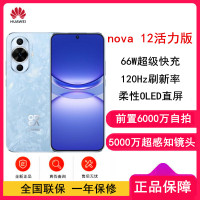 华为nova12 活力版 冰雪蓝 256GB 66W超级快充 120Hz刷新率 前置6000万超广角拍照 华为手机