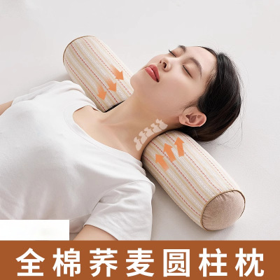 荞麦枕头护颈椎助睡眠专用枕芯成人家用宿舍单人圆柱腰枕整头_406