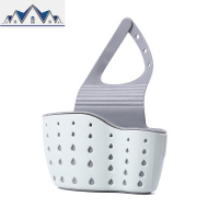 厨房用具创意水沥水篮收纳挂袋水龙头水池海绵挂篮置物架可调节 三维工匠