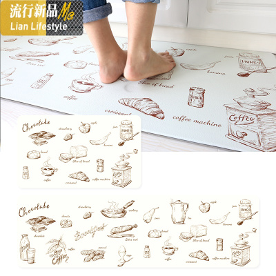 厨房PU地垫防水防油家用长方形防滑垫北欧长条皮革脚垫可手洗套装 三维工匠地毯