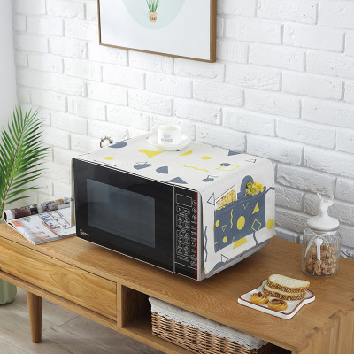 床头柜盖巾棉麻布艺盖布防水防油罩通用烤箱罩防尘罩微波炉罩 JY-05 防水.小双开门冰箱[150*60cm]