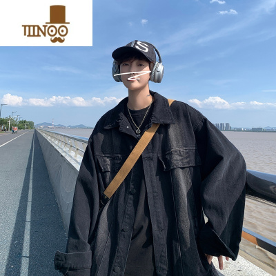 YANXU美式牛仔外套男士2023年秋季新款设计感宽松oversize复古痞帅夹克